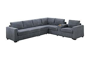 F8347 Fabric 4-Piece Sectional Sofa Set Dark Gray by Poundex