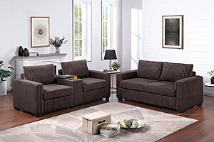 F8348 Fabric 2-Piece Sofa Set Chocolate by Poundex