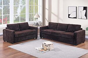 F8352 Fabric 2-Piece Sofa Set Coffee by Poundex