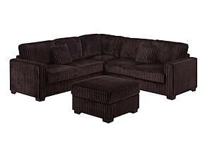 F8354 Fabric 4-Piece Sectional Sofa Set w/2 Accent Pillows Coffee by Poundex