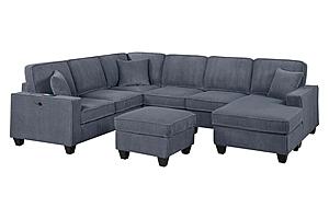 F8371 Fabric 5-Piece Sectional Sofa Set Dark Gray by Poundex