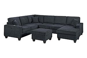 F8373 Fabric 5-Piece Sectional Sofa Set Slate Black by Poundex
