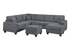 F8374 Fabric 5-Piece Sectional Sofa Set Slate Gray by Poundex