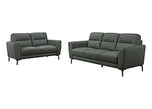 F8419 Leather 2-Piece Sofa Set Anthracite by Poundex
