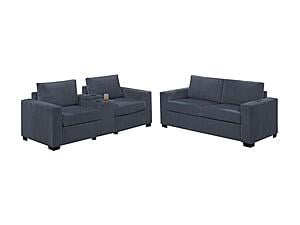 F8459 Fabric 2-Piece Sofa Set Dark Gray by Poundex