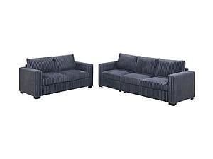 F8461 Fabric 2-Piece Sofa Set Dark Gray by Poundex