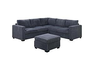 F8463 Fabric 4-Piece Sectional Sofa Set Dark Gray by Poundex