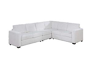 F8466 Fabric 4-Piece Sectional Sofa Set Milk by Poundex