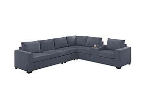 F8469 Fabric 4-Piece Sectional Sofa Set Dark Gray by Poundex