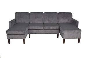 F8471 Fabric 3-Piece Sectional Sofa Set Dark Gray by Poundex