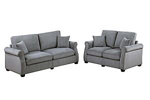 F8498 Fabric 2-Piece Sofa Set Fog by Poundex
