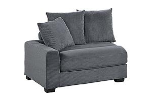 F8591 Fabric Left Arm Facing Chair Dark Gray by Poundex