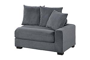 F8592 Fabric Right Arm Facing Chair Dark Gray by Poundex