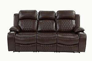 F86403 Gel Leatherette Power Reclining Sofa Brown by Poundex