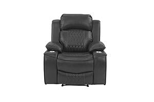 F86404 Gel Leatherette Power Reclining Chair Charcoal by Poundex