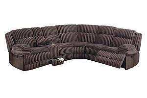 F86636 Fabric Power Motion Sectional Sofa Set Chocolate by Poundex