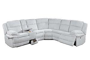 F86637 Fabric Power Sectional Sofa Set Light Gray by Poundex
