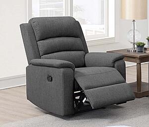 F8774 Fabric Reclining Chair Dark Gray by Poundex