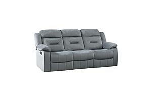 F8796 Velvet Reclining Sofa Dark Gray by Poundex