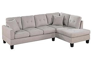 F8885 Velvet 2-Piece Sectional Sofa Set Mushroom by Poundex