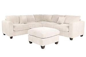 F8891 Fabric 4-Piece Sectional Sofa Set Ivory by Poundex