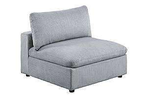 F8895 Fabric Armless Chair Light Gray by Poundex