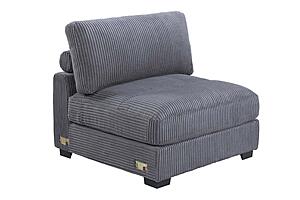 F8993 Fabric Armless Chair Gray by Poundex