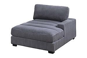 F8996 Fabric Right Arm Facing Chaise Gray by Poundex