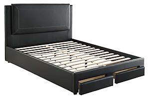 F9334Q Faux Leather Upholstered Queen Bed Black by Poundex