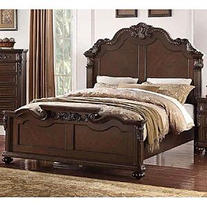 F9385EK Wood Eastern King Bed Antique Cherry by Poundex