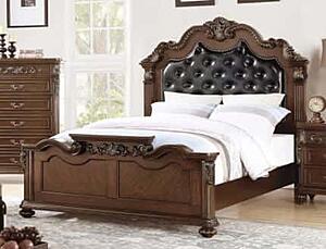 F9386CK Wood California King Bed Antique Cherry by Poundex