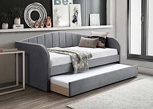 F9465 Velvet Day Bed Gray by Poundex