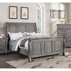 F9615CK Wood California King Bed Antique Gray Oak by Poundex