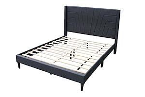F9625Q Fabric Upholstered Queen Bed Charcoal by Poundex