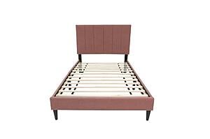 F9639T Fabric Upholstered Twin Bed Pink by Poundex