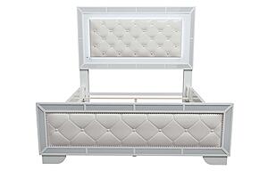 F9643Q Wood Queen Bed Ivory by Poundex