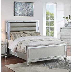 F9645Q Wood Queen Bed Silver by Poundex