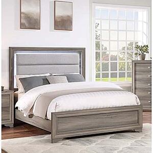 F9646EK Wood Eastern King Bed Light Brown by Poundex