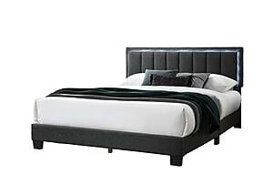 F9660F Fabric Upholstered Full Bed Charcoal by Poundex