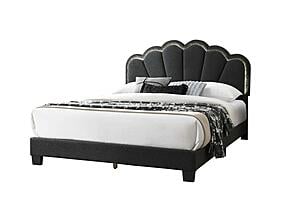 F9662F Fabric Upholstered Full Bed Charcoal by Poundex