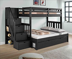 Richmond Bunk Twin over Full with Storage Staircase Ebony Finish  by Innovations