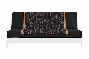 Japanese Printed Futon Cover - Small Kanji (Black & Gold)