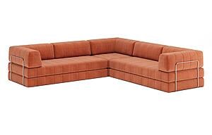 CozyPad Sleeper Sofa Corner with Arms Esina Rust Orange by Innovation Living