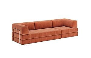 CozyPad Sleeper Sofa Grand with Arms Esina Rust Orange by Innovation Living