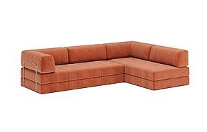 CozyPad Sleeper Sofa L-Shape with Arms Esina Rust Orange by Innovation Living