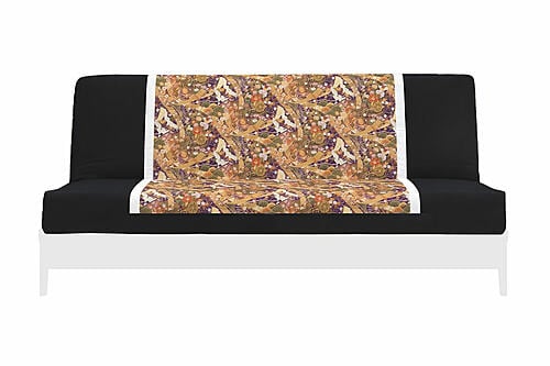 Japanese Printed Futon Cover - Storks Purple (Black & White)
