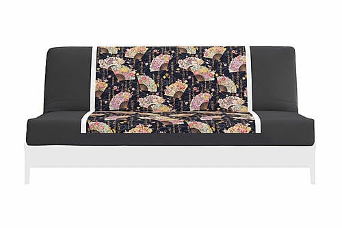Japanese Printed Futon Cover - Fan (Black & White)