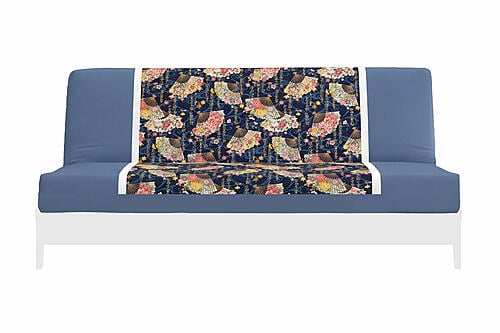 Japanese Printed Futon Cover - Fan (Navy & White)