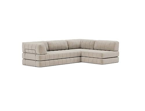 CozyPad Sleeper Sofa L-Shape with Arms Corduroy Beige by Innovation Living