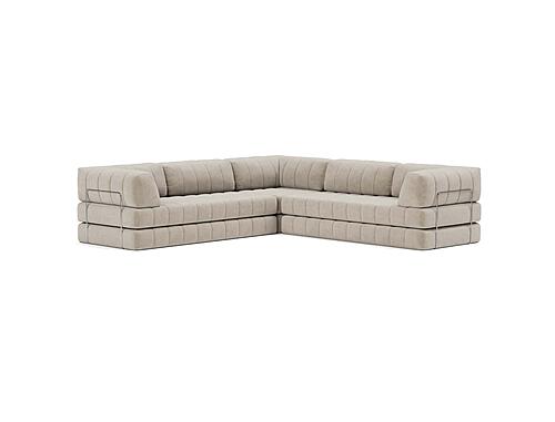 CozyPad Sleeper Sofa Corner with Arms Corduroy Beige by Innovation Living